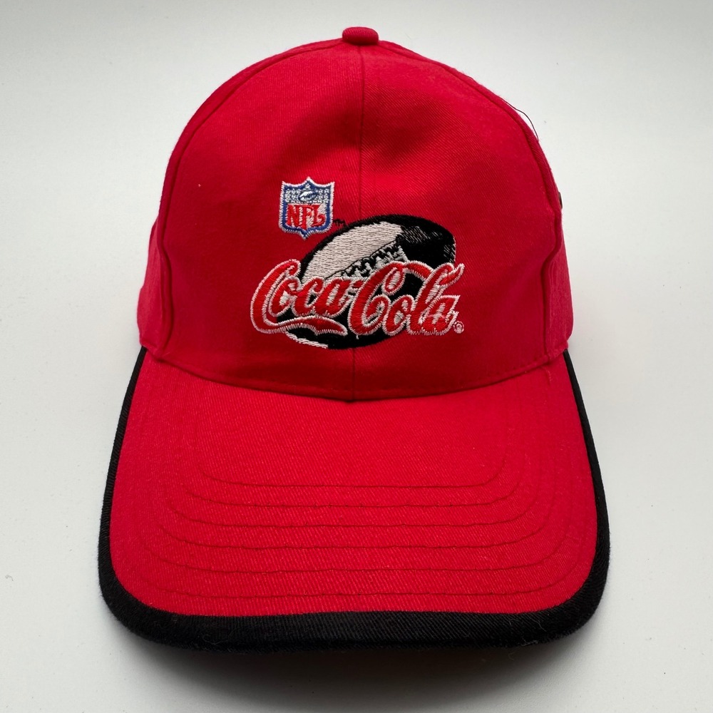 VTG Coca-Cola NFL Football Hat Red Capstone Adjustable Strapback Baseball Cap